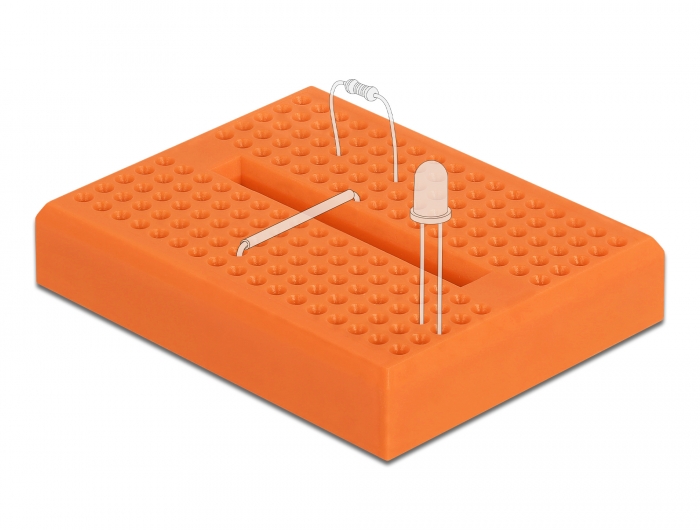 Delock Experimentier-Mini Steckbrett 170 Kontakte orange #4 