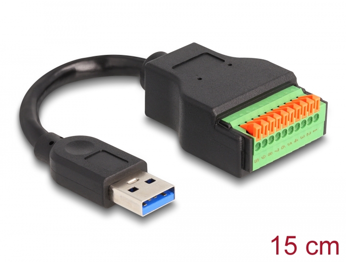 Delock USB 3.2 Gen 1 Kabel Typ-A Stecker zu Terminalblock Adapter mit Drucktaster 15 cm #1 