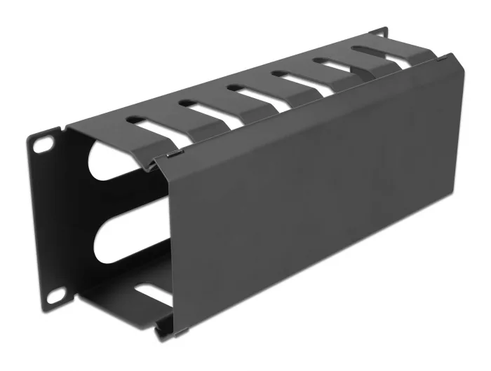 Delock 10″ Kabelmanagement Rangierpanel mit 2 Öffnungen 1 HE schwarz #1 