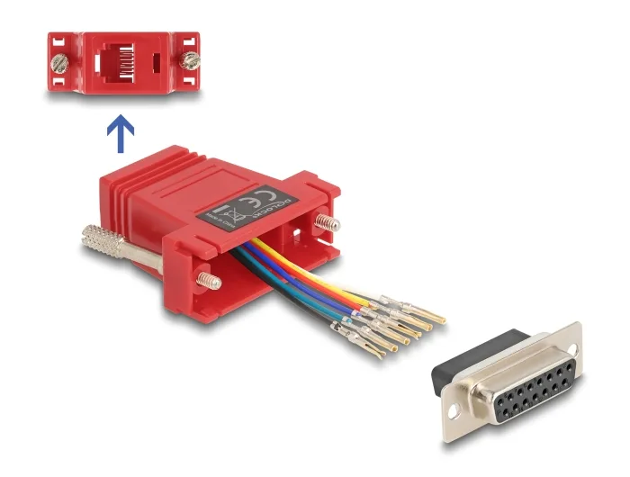 Delock D-Sub 15 Pin Buchse zu RJ12 Buchse Montagesatz rot #1 