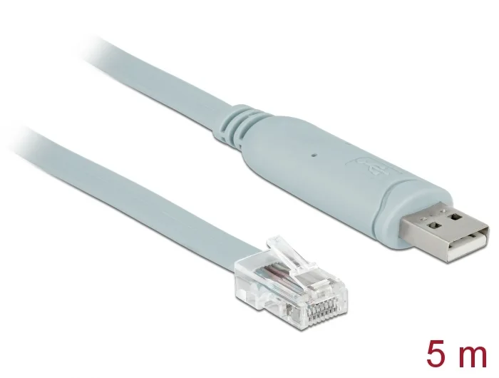 Delock Adapter USB 2.0 Typ-A Stecker > 1 x Seriell RS-232 RJ45 Stecker 5,0 m grau #1 