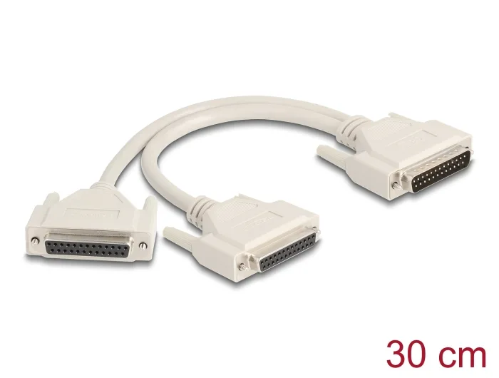 Delock Adapter Y-Kabel Splitter D-Sub 25 Pin Stecker zu 2 x D-Sub 25 Pin Buchse mit Schrauben 30 cm #1 