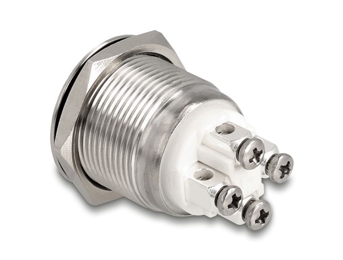 Delock Drucktaster zum Einbau 19 mm 4 x Schraubklemme LED gelb #2 