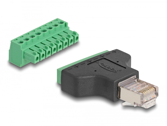 Delock Adapter RJ45 Stecker > Terminalblock 8 Pin 2-teilig 3,81 mm #1 