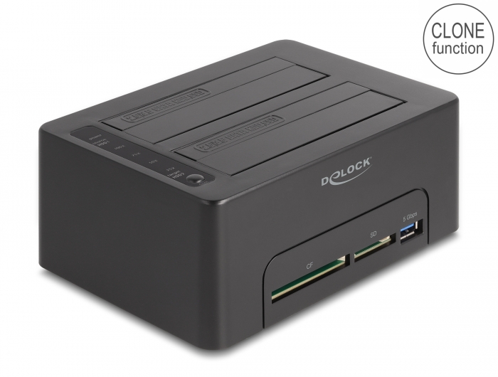 Delock USB Dual Dockingstation für 2 x SATA HDD / SSD mit Klon Funktion und Card Reader + zusätzlichem USB Port #1 