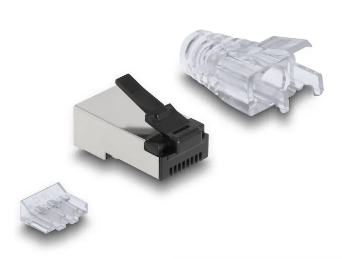 Delock RJ45 Modularer Stecker mit robuster Rastnase Cat.6 und Knickschutztülle 50er Set #3 