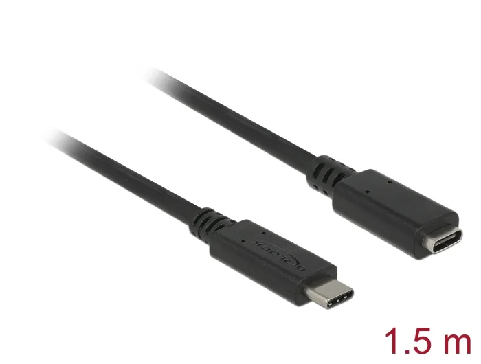 Delock USB 10 Gbps Verlängerungskabel USB Type-C™ Stecker zu Buchse 1,5 m 4K PD 60 W #1 