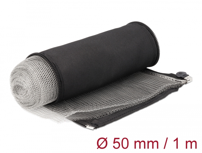 Delock EMV Abschirmgeflechtschlauch mit Reißverschluss hitzebeständig 1 m x 50 mm schwarz #1 