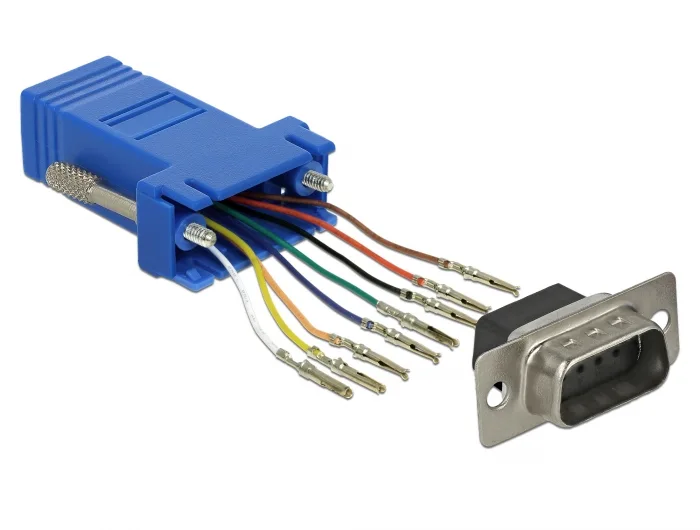 Delock D-Sub 9 Pin Stecker zu RJ45 Buchse Montagesatz blau #1 