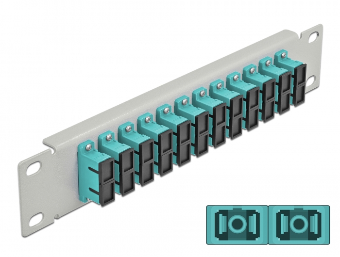 Delock 10″ LWL Patchpanel 12 Port SC Duplex aqua 1 HE grau #1 