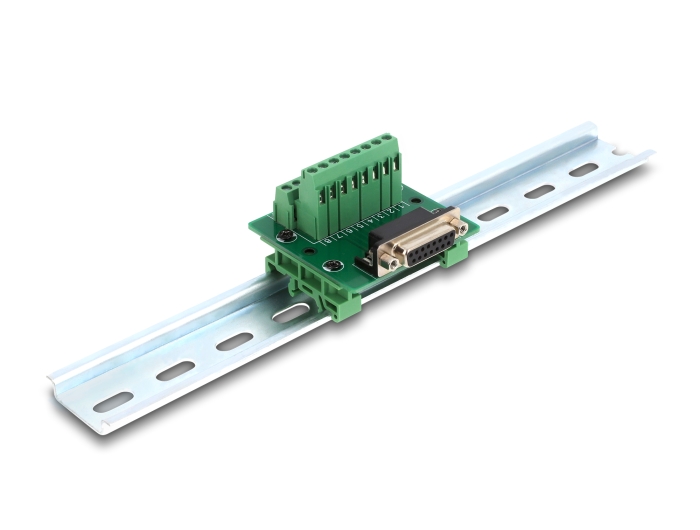 Delock D-Sub 15 Pin Buchse zu 16 Pin Terminalblock für Hutschiene #1 