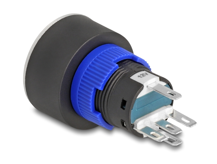 Delock Drucktaster vorstehend zum Einbau 22 mm 5 x Lötanschluss Taster flach Plastik LED grün #2 