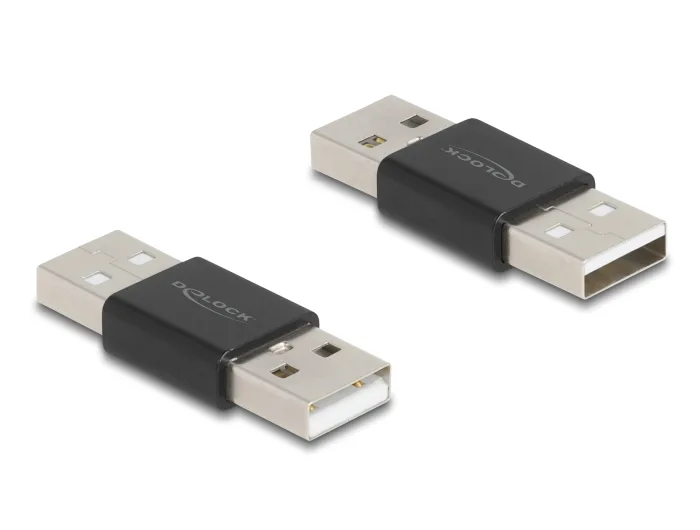 Delock Adapter Gender Changer USB 2.0 Typ-A Stecker zu Stecker Metall #1 