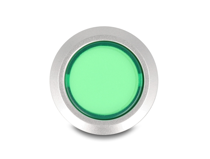 Delock Drucktaster vorstehend zum Einbau 22 mm 5 x Lötanschluss Taster flach Plastik LED grün #4 