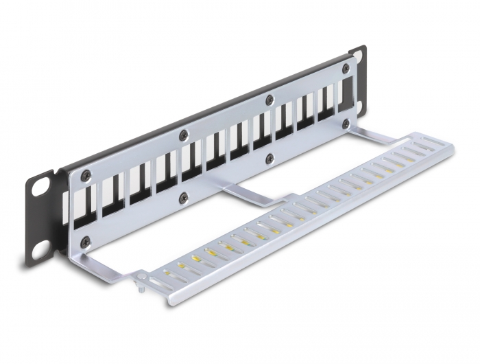 Delock 10″ Keystone Patchpanel 12 Port mit Entlastungsschiene 1 HE schwarz #2 