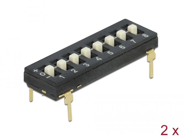 Delock DIP-Schalter Tri-State 8-stellig 2,54 mm Rastermaß THT vertikal schwarz 2 Stück #1 