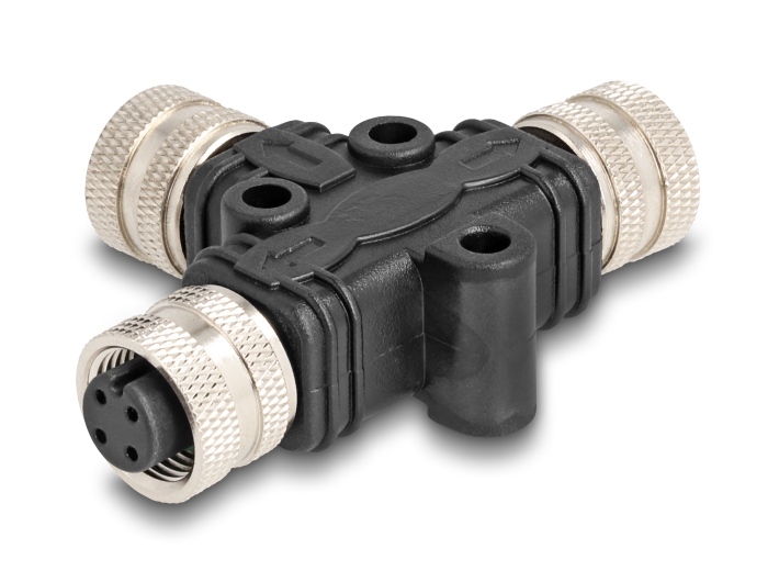 Delock M12 T-Splitter A-kodiert 4 Pin 1 x Buchse zu 2 x Buchse Parallelschaltung #2 
