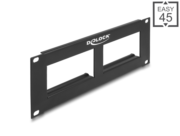 Delock Easy 45 10″ Patchpanel Ausschnitt 2 x 90,5 x 45,2 mm, 2 HE, schwarz #1 