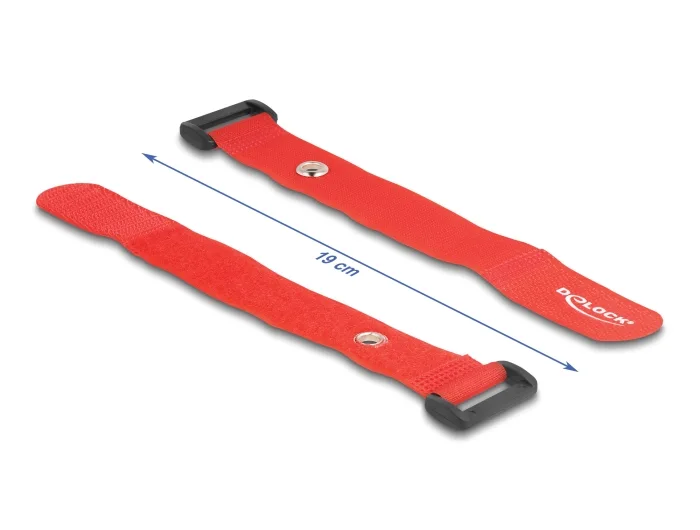 Delock Klett-Kabelbinder mit Schlaufe und Befestigungsöse L 190 x B 25 mm rot 5 Stück #4 