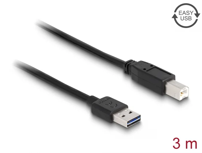 Delock Kabel EASY-USB 2.0 Typ-A Stecker > USB 2.0 Typ-B Stecker 3 m schwarz #1 