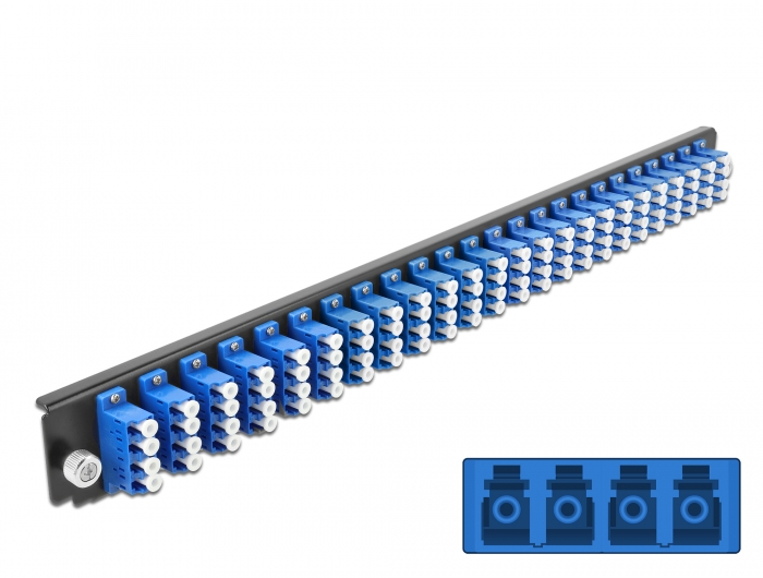Delock 19″ LWL Spleißbox Frontblende 24 Port LC Quad blau #1 