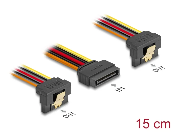 Delock Kabel SATA 15 Pin Strom Stecker mit Einrastfunktion > 2 x SATA 15 Pin Strom Buchse 15 cm #1 