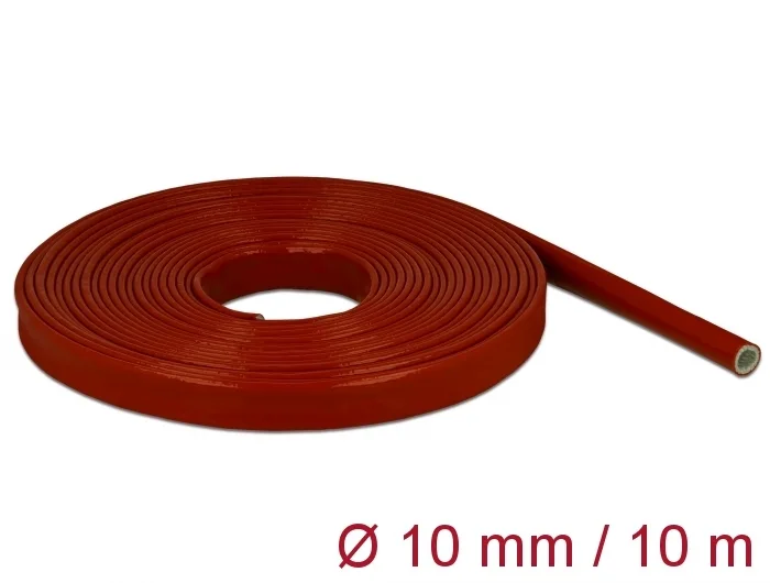Delock Feuerfester Schutzschlauch silikonbeschichtet 10 m x 10 mm rot #1 