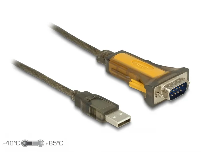 Delock Adapter USB 2.0 Typ-A Stecker> 1 x Seriell RS-232 DB9 erweiterter Temperaturbereich #1 