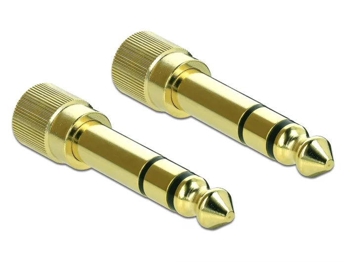 Delock Adapter 6,35 mm Klinkenstecker zu 3,5 mm Klinkenbuchse 3 Pin Metall verschraubbar 2 Stück #2 