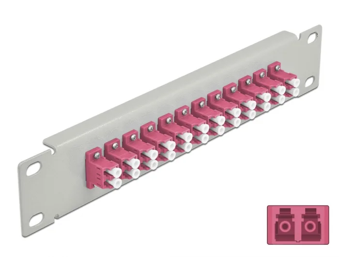 Delock 10″ LWL Patchpanel 12 Port LC Duplex violett 1 HE grau #1 