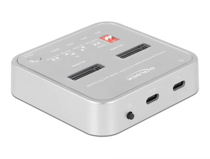 Delock Dockingstation für 1 x M.2 NVMe SSD + 1 x M.2 SATA SSD mit SD Express (SD 7.1) Card Reader und Klon Funktion #2 