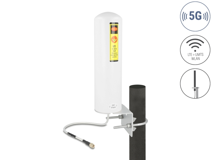 Delock 5G LTE Antenne SMA Stecker 3 - 5 dBi starr omnidirektional Wand- und Mastmontage outdoor weiß #1 