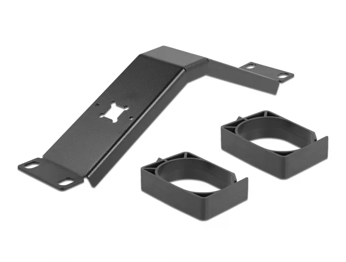 Delock 10″ Kabelmanagement Rangierpanel mit 2 Bügeln gewinkelt 1 HE schwarz #3 