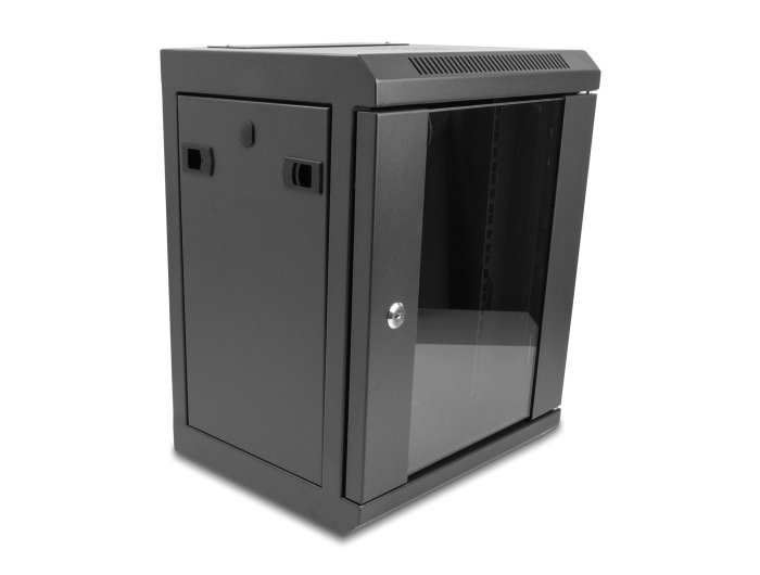 Delock 10″ Netzwerkschrank mit Glastür 8 HE schwarz #1 
