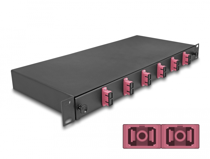 Delock 19″ LWL Spleißbox 6 x SC Duplex OM4 1HE komplett bestückt #1 