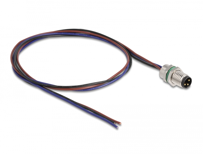 Delock M8 Einbaukabel A-kodiert 3 Pin Stecker für Panel mit offenen Kabeln Front Montage 0,5 m #2 