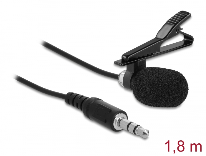 Delock Krawatten Lavalier Mikrofon Omnidirektional mit Clip 3,5 mm Klinkenstecker 3 Pin + Adapterkabel für Smartphone und Tablet #1 