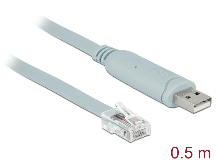 Delock Adapter USB 2.0 Typ-A Stecker > 1 x Seriell RS-232 RJ45 Stecker 0,5 m grau #1 
