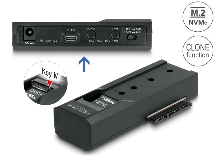 Delock USB Type-C™ Konverter für 1 x M.2 NVMe SSD + 1 x SATA SSD / HDD mit Klon Funktion #1 