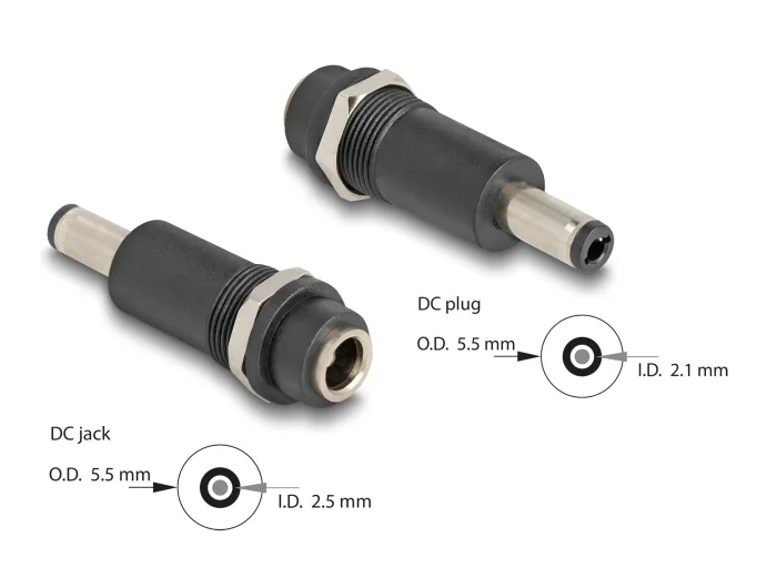 Delock Adapter DC 5,5 x 2,5 mm Buchse zu DC 5,5 x 2,1 mm Stecker #1 