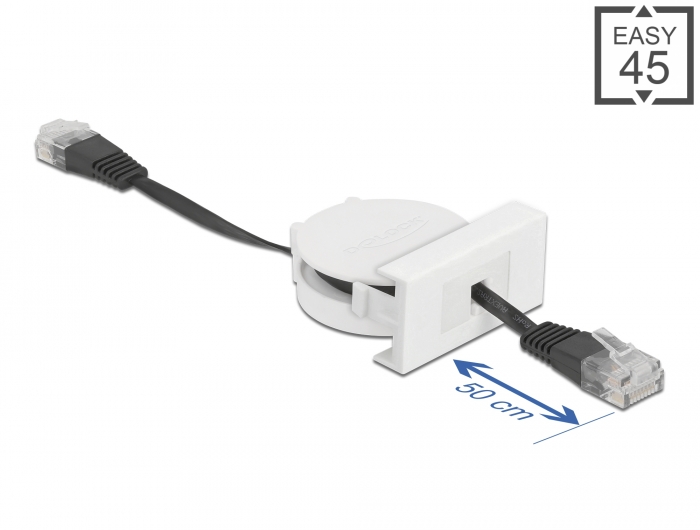 Delock Easy 45 Modul Netzwerk Aufrollkabel RJ45 Cat.5e schwarz #1 