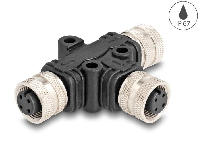 Delock M12 T-Splitter A-kodiert 4 Pin 1 x Buchse zu 2 x Buchse Parallelschaltung #1 