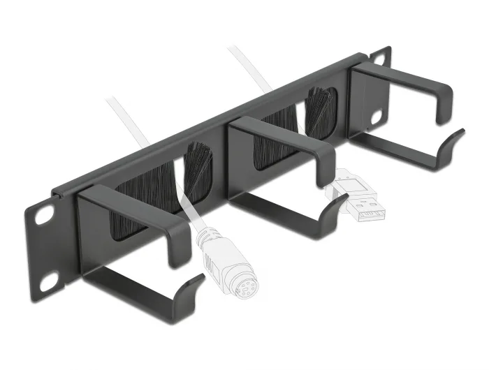Delock 10″ Kabelmanagement Bürstenleiste mit 3 Bügeln 1 HE schwarz #3 