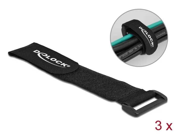 Delock Klett-Kabelbinder mit Schlaufe L 280 x B 38 mm schwarz 3 Stück #1 