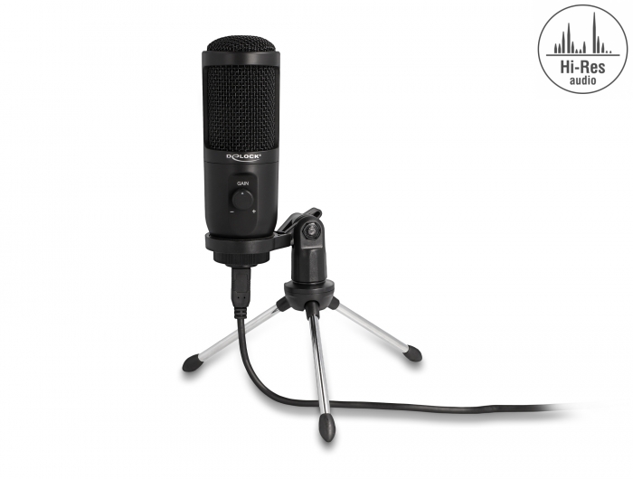 Delock USB Kondensator Mikrofon mit Ständer 24 Bit / 192 kHz für PC und Notebook #1 
