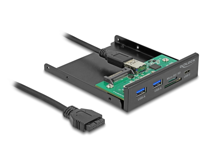 Delock Front Panel 3.5″ USB 5 Gbps 1 x USB Type-C™ + 2 x USB Typ-A + SD und Micro SD Slot #1 