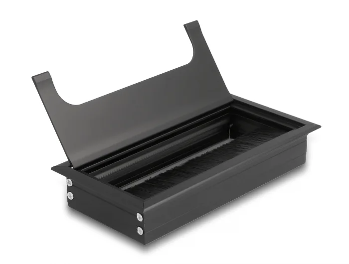 Delock Kabeldurchführung für Tischeinbau mit Bürste 160 x 80 x 28 mm schwarz #2 