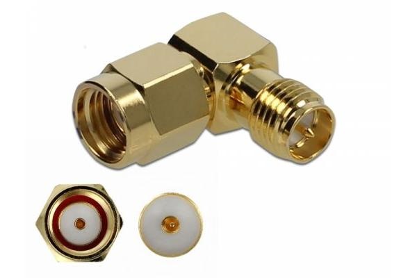 Delock Adapter RP-SMA Stecker zu RP-SMA Buchse 90° 10 GHz