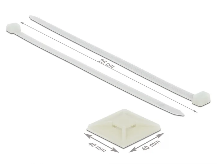 Delock Befestigungssockel 40 x 40 mm mit Kabelbinder L 250 x B 7,2 mm weiß #2 