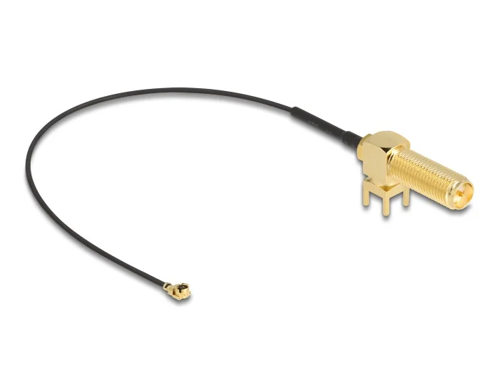 Delock Antennenkabel RP-SMA 90° PCB Buchse zum Einbau zu I-PEX Inc., MHF® I Stecker 1.13 15 cm Gewindelänge 15 mm #2 